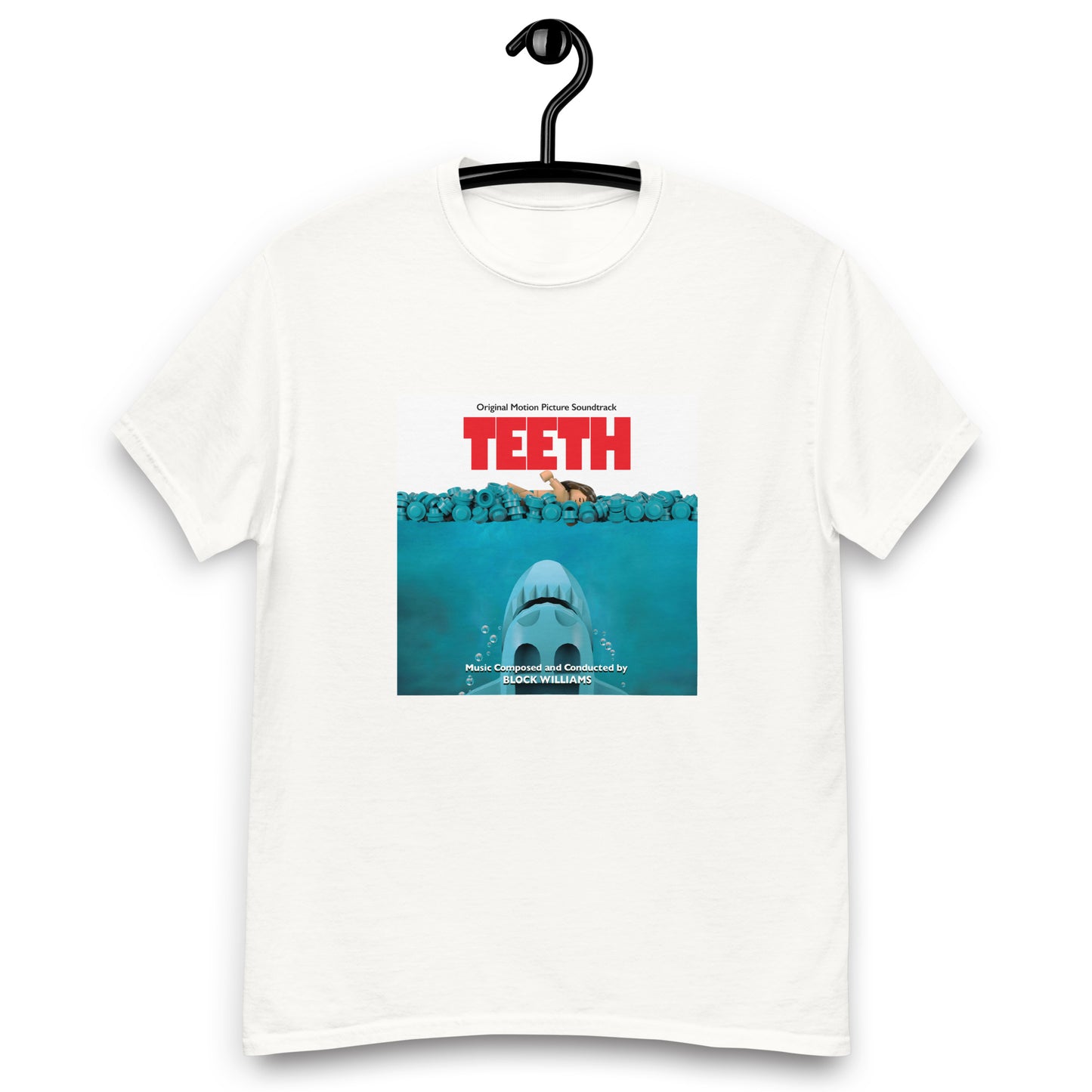 "Jaws: Original Motion Picture Soundtrack" Lego Parody Tshirt