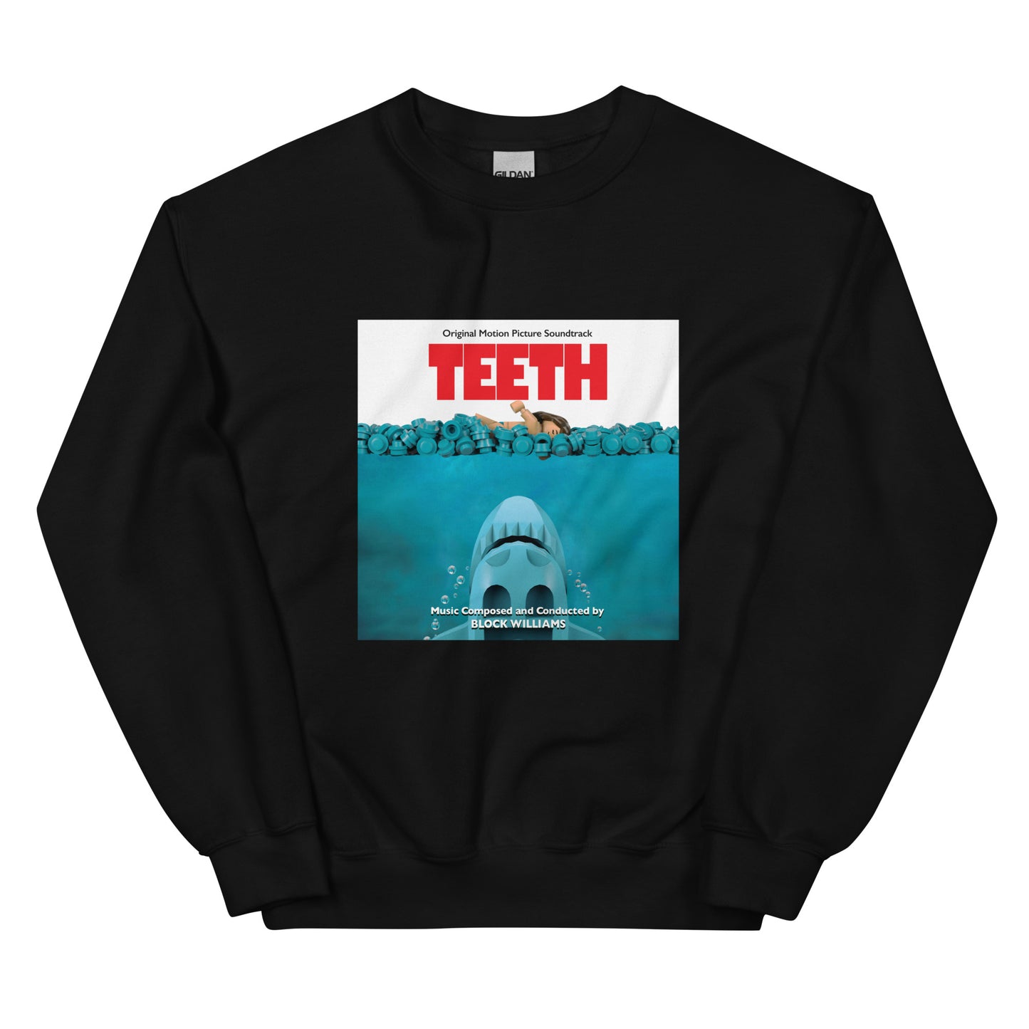 "Jaws: Original Motion Picture Soundtrack" Lego Parody Sweatshirt