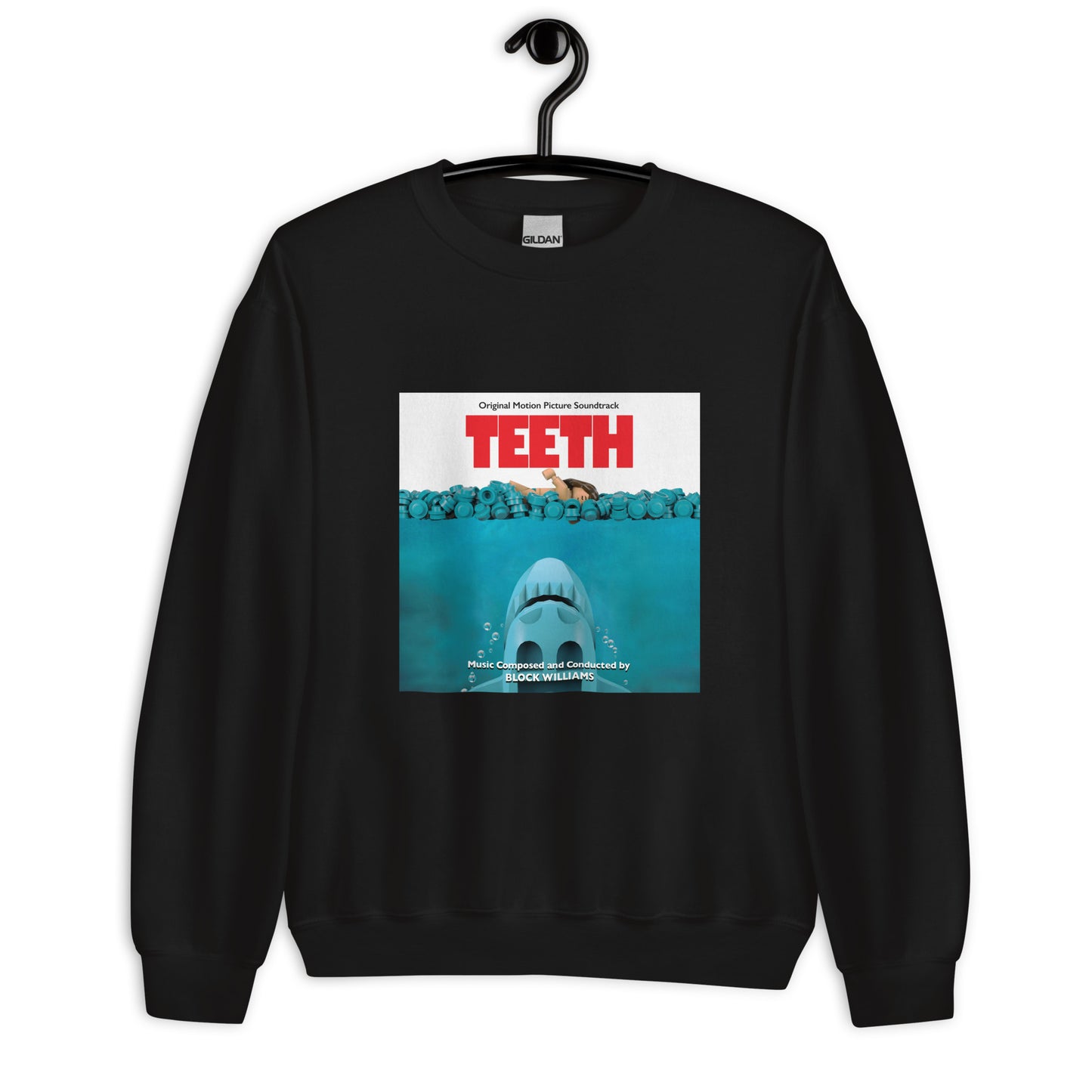 "Jaws: Original Motion Picture Soundtrack" Lego Parody Sweatshirt