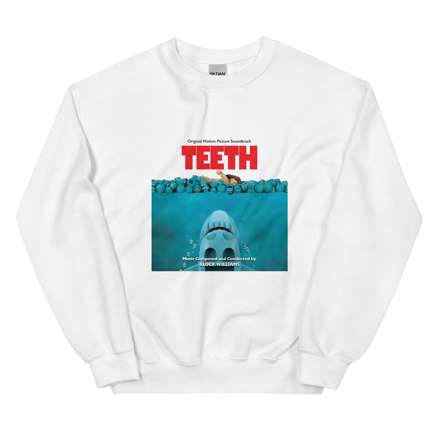 "Jaws: Original Motion Picture Soundtrack" Lego Parody Sweatshirt